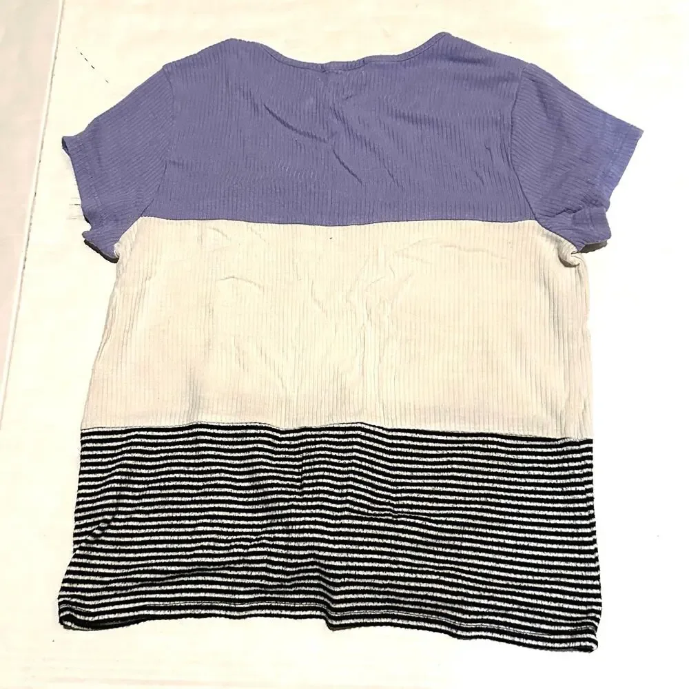 Speechless Kids Colorblock Stripe Tie Front Top Girls Size L Large
